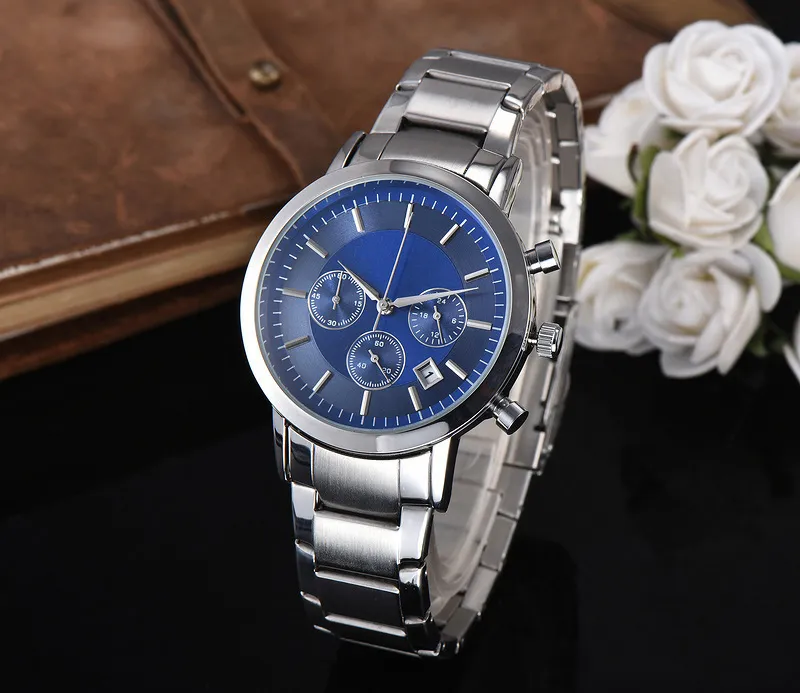 Марка часов мужчины мужской многофункциональный стиль металлические стальные кварцевые наручные часы маленькие циферблаты могут работать A20