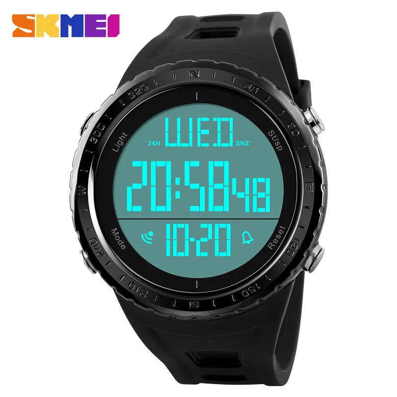 SKMEI Moda Zegarek Sportowy Mężczyźni Odliczanie Chrono El Light Zegarki 5bar Wodoodporne Dial Digital Watch Relogio Masculino Relojes X0524