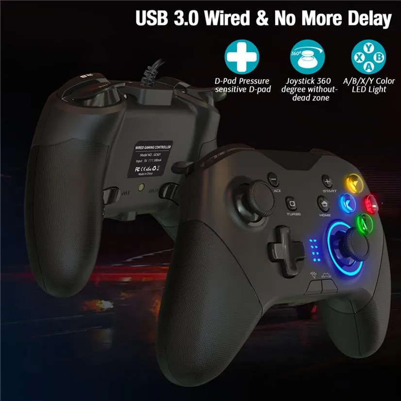 Wired Gaming Controller, PC Gamepad Joystick, Dual Trilling, Programmable Remap M1-M4, Game Console voor Windows 7/8/10 / Laptop TV Box PS3 Android A33