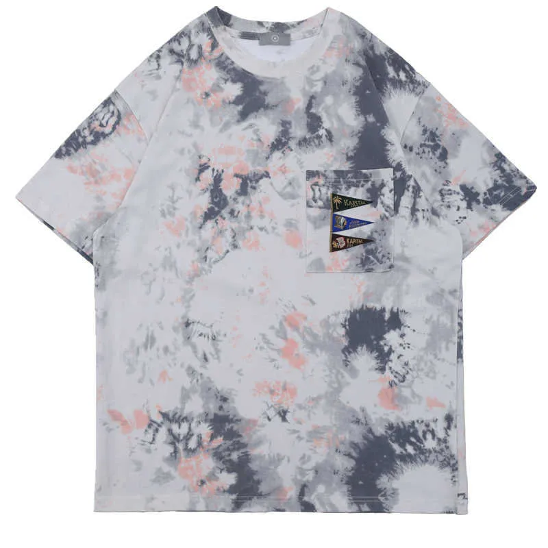 Camisetas para hombre Marca Chao Kapital Hirata Hom bandera tricolor salpicadura de tinta tie dye camiseta suelta de manga corta con cuello redondo para hombre