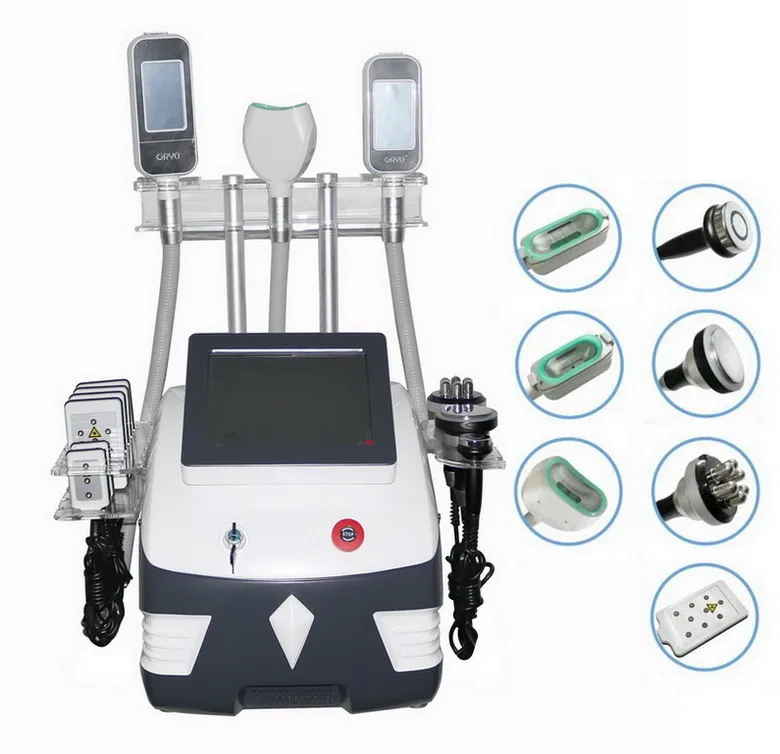 7 i 1 kryolipolysfettfrysning Kavitation Vakuumkroppsbantning System Kryoterapi Cryo Fat Fryzing Machine Cold Lipo Laser