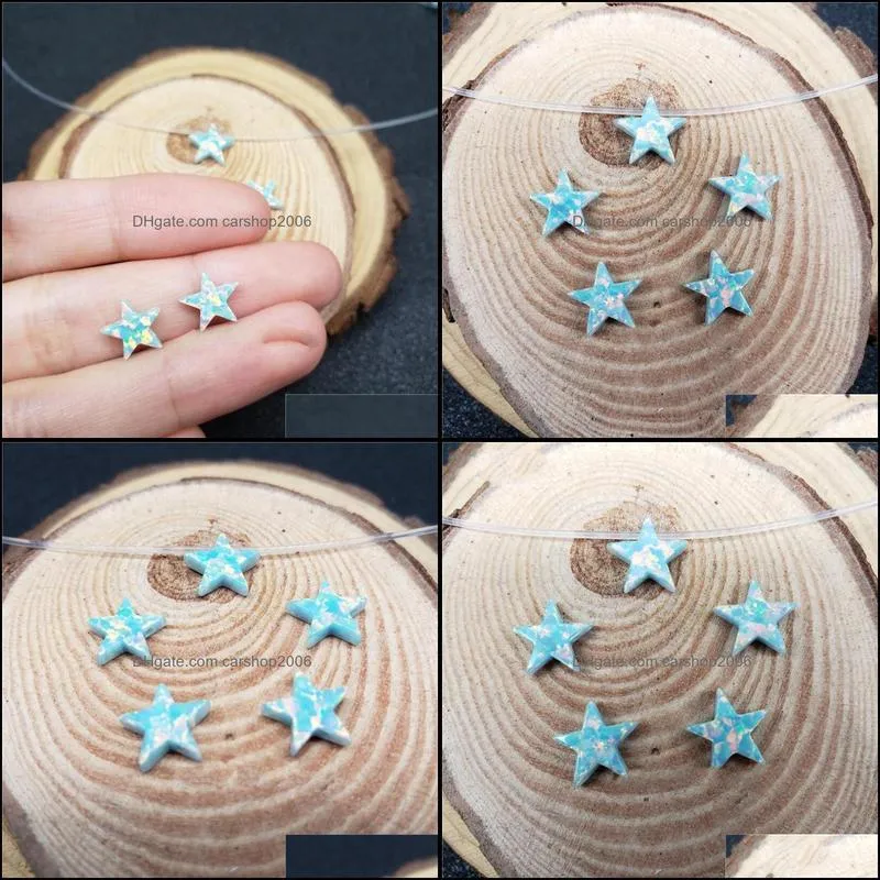 Chains 10pcs Synthetic Opal Star Pendant 10mm Mint Op03 Color Stone For Fancy Necklace