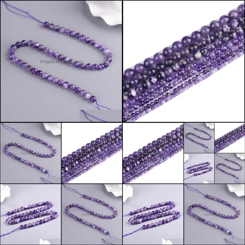 Other 39CM Natural Amethystine Beads Strand Feb. Birthstone Pisces Crystal Bead 6mm/8mm TSB0368