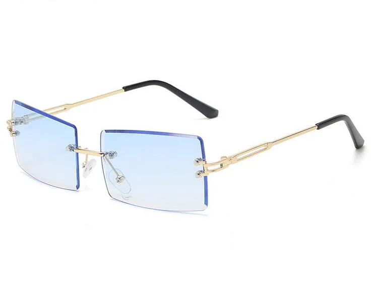 Buffalo glasögon ram klara linser gradient rimless solglasögon kvinnor män topp mode designers kristall skärning glasögon ingen logotyp vintage gafas