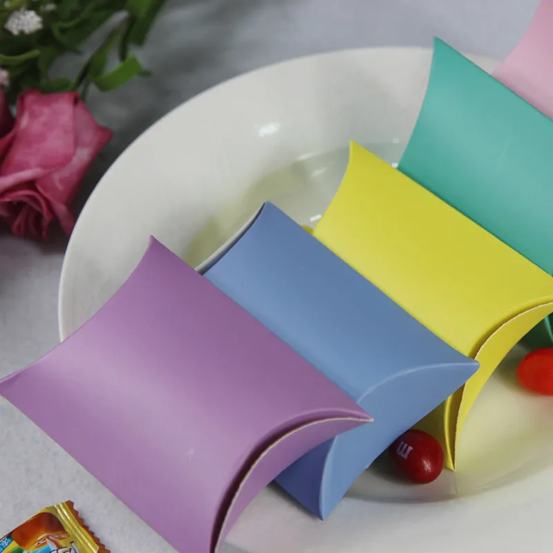 Pillow Folding Candy Box Gift Wrap Kraft Paper Christmas New Year Gift Packaging Boxes Sweet Bags Wedding Gifts Sweety Bag Birthday Party Decorations XG0173