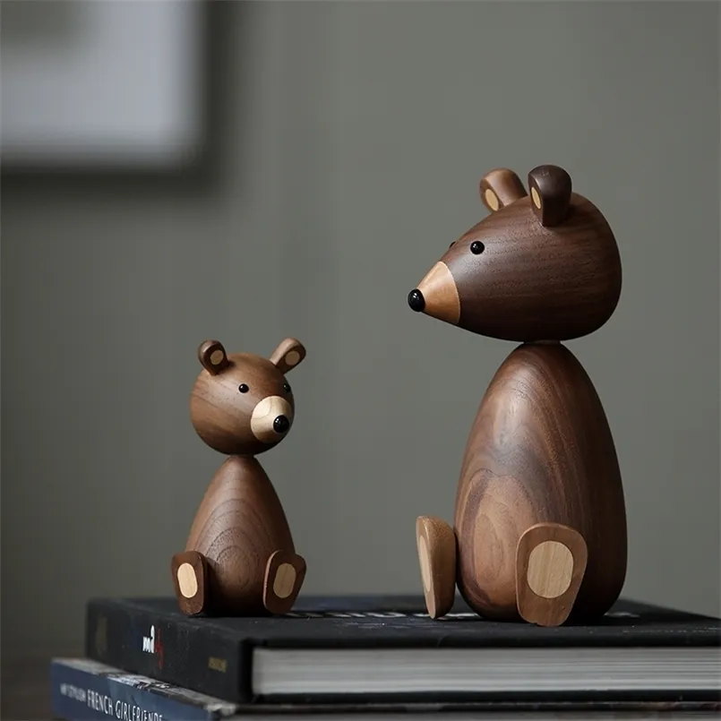 Ryssland Little Bear Wood Ornaments for Decor Equirrel Furniture Crafts Small Gifts Toy Ornament Home 210924