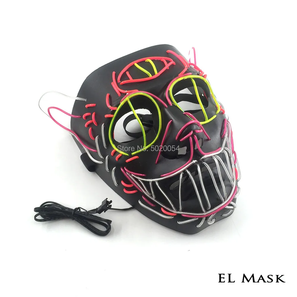Accessoires de déguisement DC-3V contrôleur vente chaude chat roi EL fil masque accessoires de déguisement masque lumineux Halloween Rave masque Led