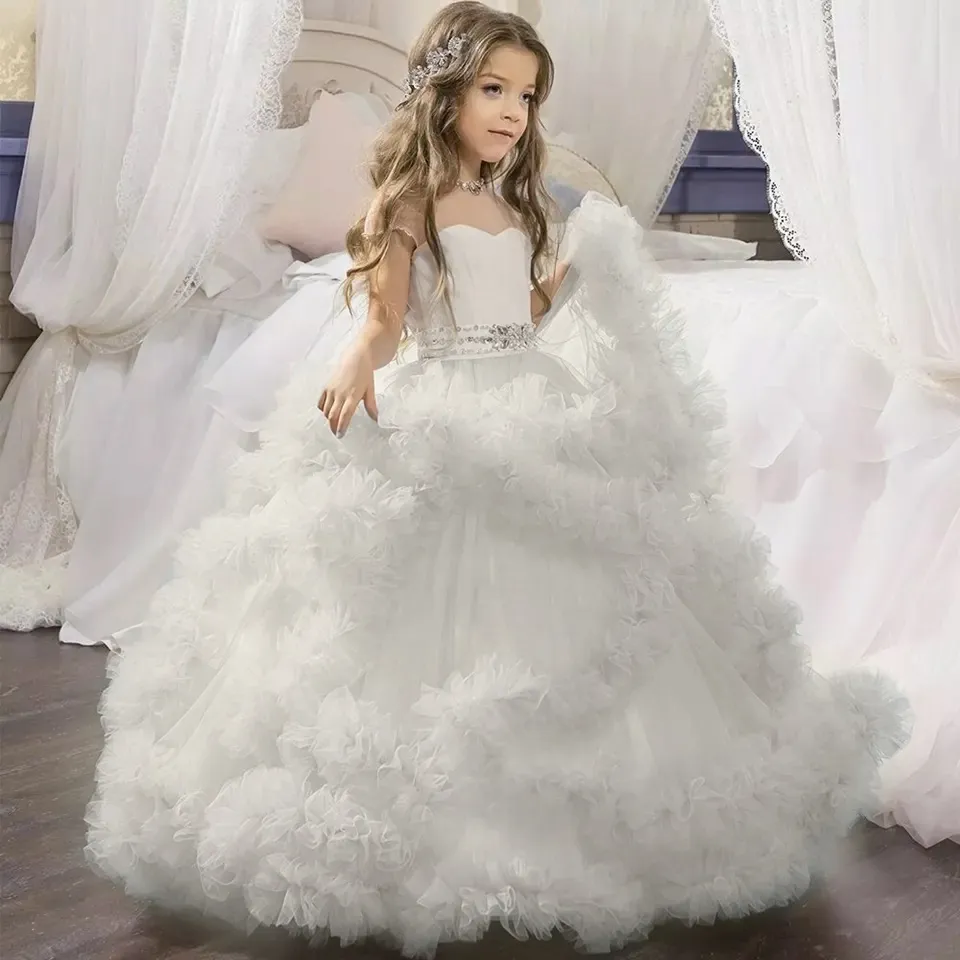 Buy White Button New Kids Birthday Party Gown Dress for Girl (2-3 Years,  Morpeach) at Amazon.in