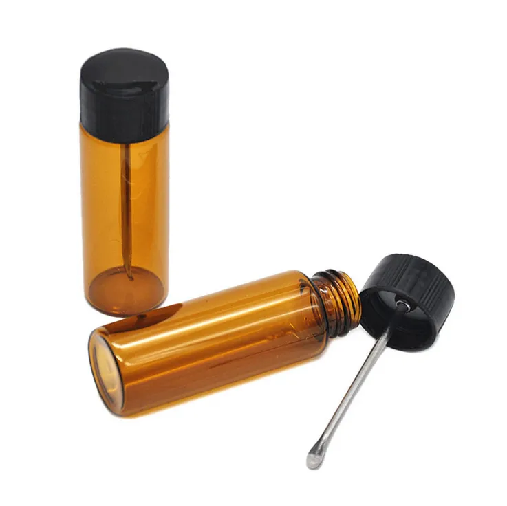 Glass Snuff Storage Bottle With Metal Spoon ... From Bong_factory, $0.76