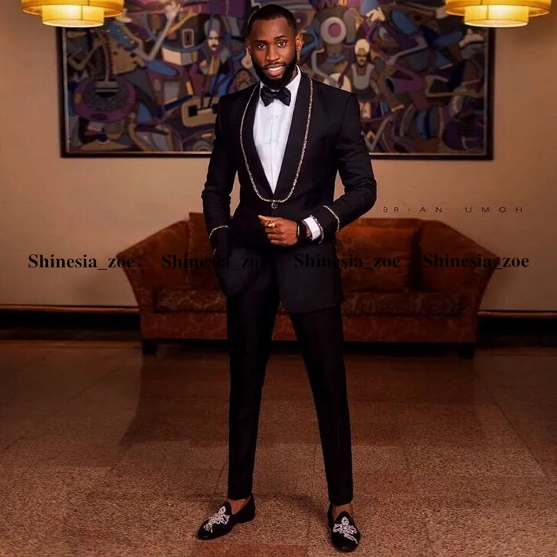 Customized Black Plus Size Mens Black Tuxedo Wedding Suit For