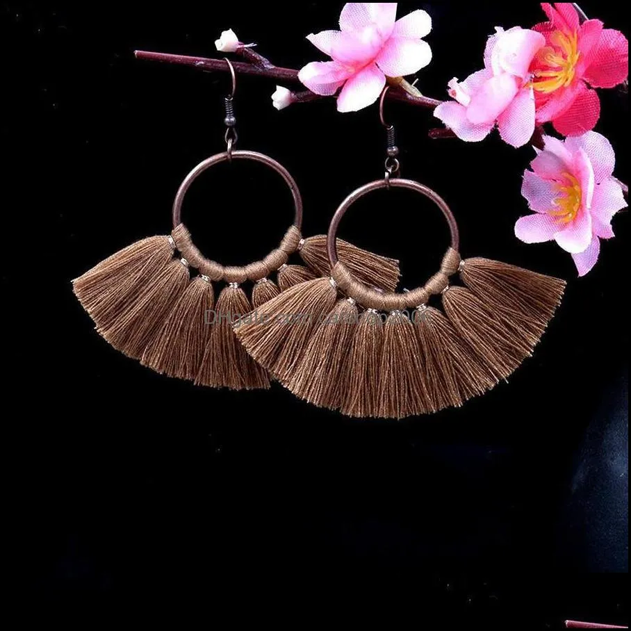 2021 Womens Fashion Bohemian Earrings Long Tassel Fringe Dangle Hook Earring Eardrop Ethnic Jewelry Gift