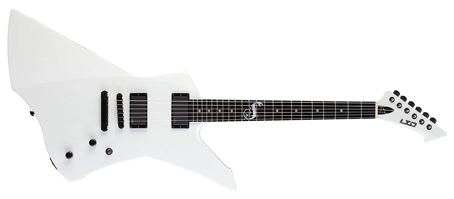 Özel Mağazalar James Hetfield Yılan Bayt Beyaz Explorer Elektro Gitar Gülağacı Klavye, 9 V Pil Kutusu Kopyalama EMG Pickups, Siyah Donanım