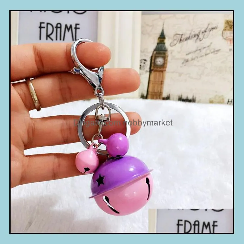Cartoon cute metal candy color bells key ring pendant creative couple car bag pendant accessories KR049 Keychains mix order 20 pieces a