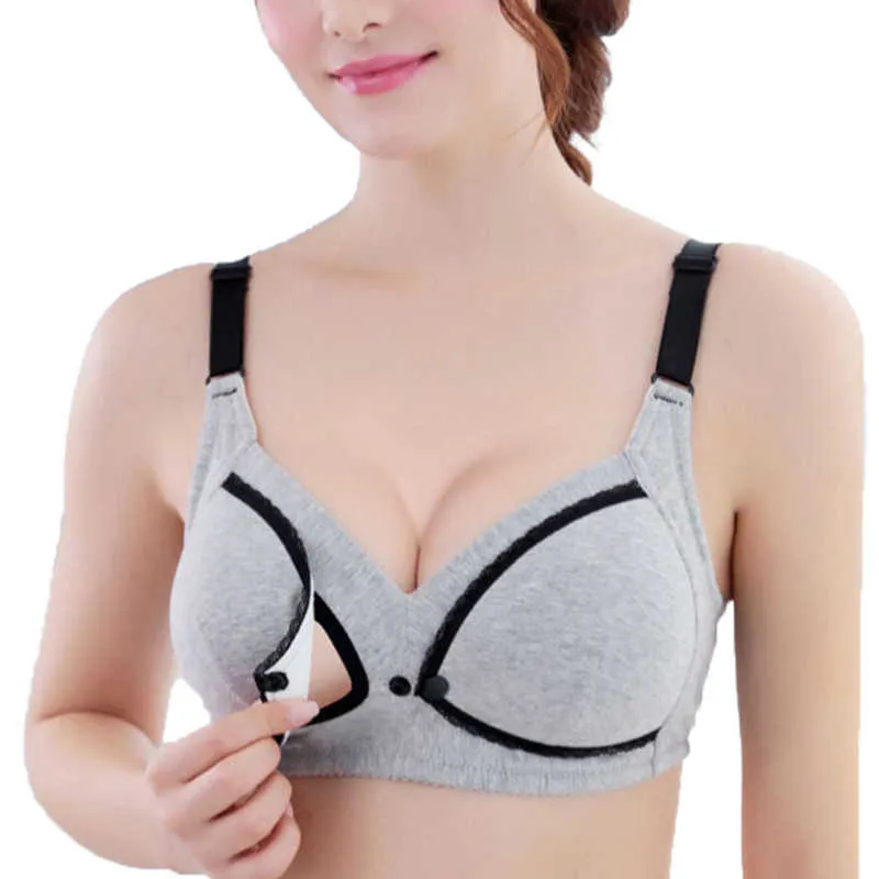 Kvinnor Mjuk Bomull Nursing Bra Underkläder Maternity Feeding Front Backless Push Up Andningsbar Bra Y0925