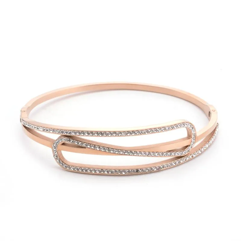 Armreif aus Edelstahl, Titan-Roségold-Damenarmband für Damen