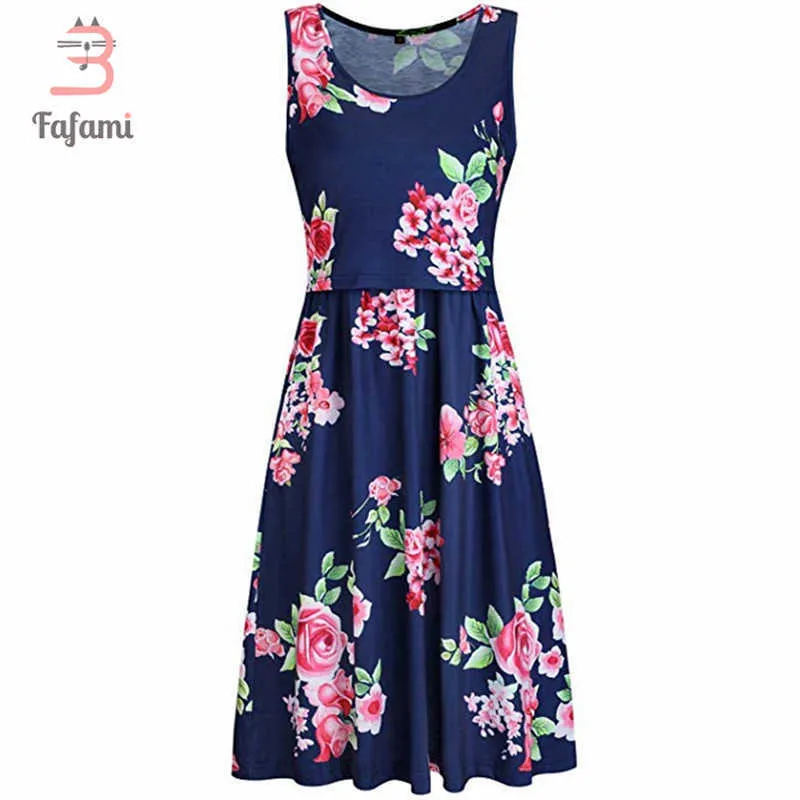 Moederschap sundress zomer casual midi nursing jurk moederschap borstvoeding kleding vrouwen borstvoeding nachtkleding katoen Y0924