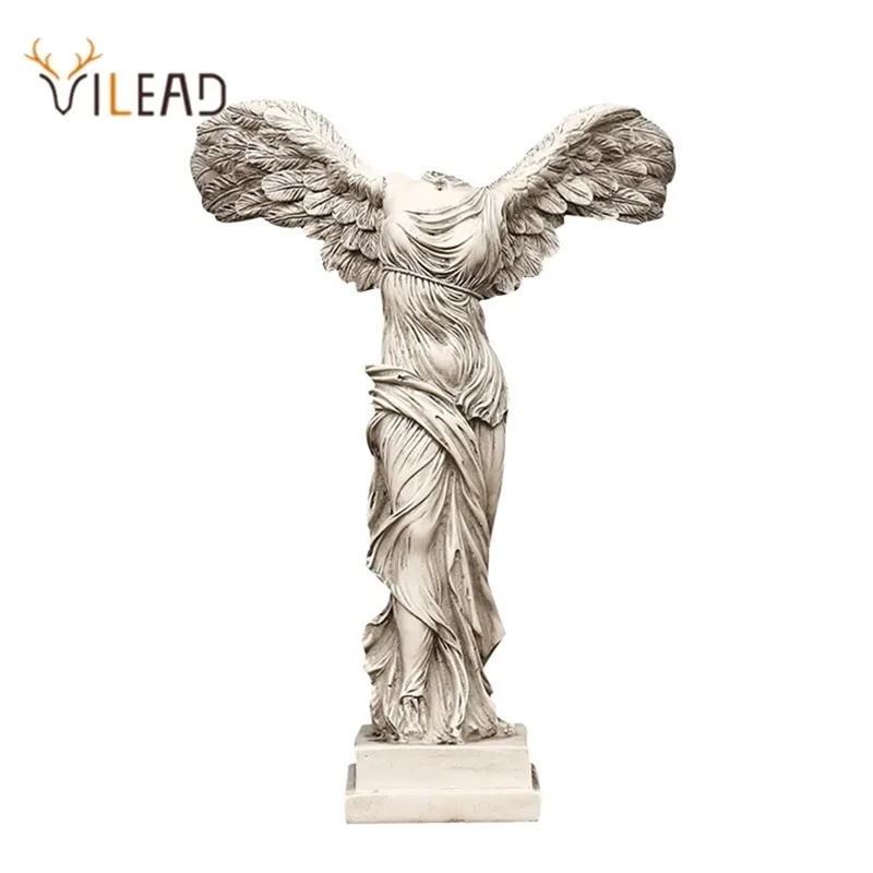 Vilead 16cm 25cm 40cm樹脂勝利女神像彫刻工芸品飾りモデルキャラクター置物ビンテージ家の装飾210811
