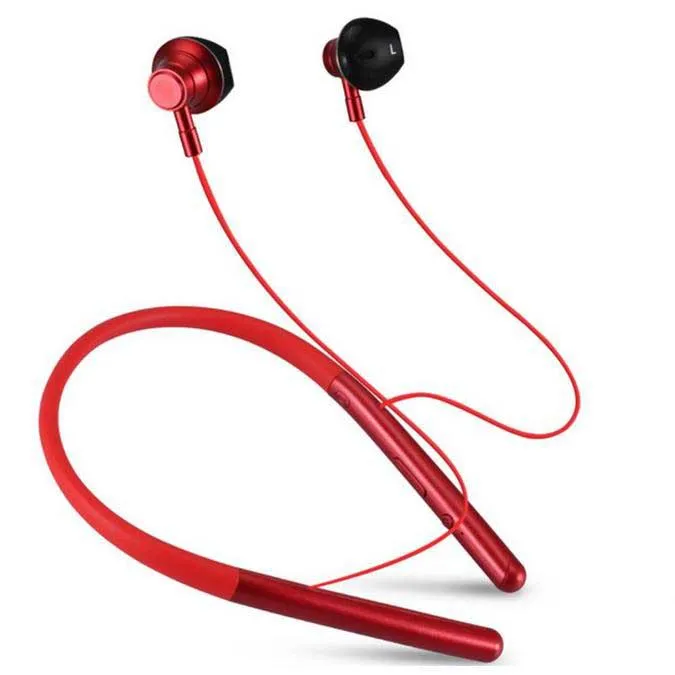 Neckband earphones red Metal Magnetic Built in Mic Supper Bass Headsets Retail Package portable Auriculares headphone