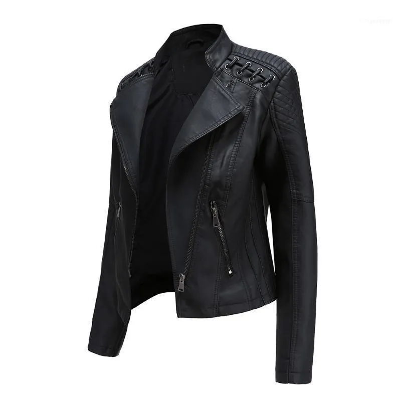 Rosetic Gothic Motorcycle Faux Leather Jacket Vrouwen PU Bovenkleding Herfst Womens Jassen Streetwear Zwart Bruin Plus Size Jassen1