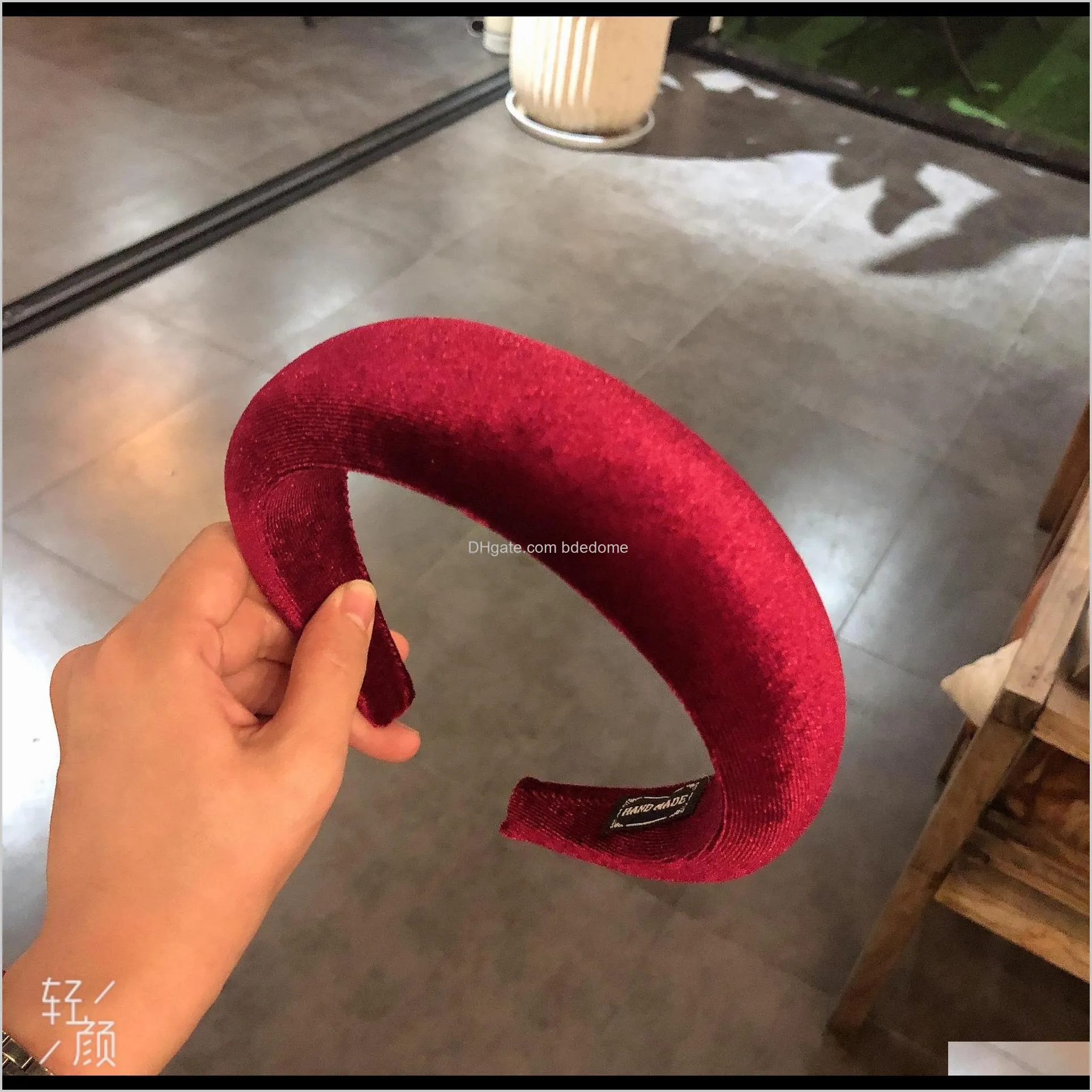 the new korean hit color fashion flannel hair band solid color sponge thickened wide side wash beam hair band hairpin