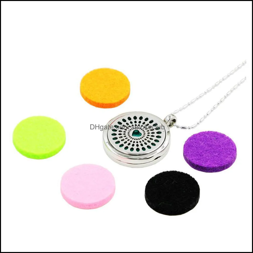  Oil Diffuser Necklace Aromatherapy Diffuser Locket Pendant Set with 5 Color felt pads and 1 necklace chain (25styles)RRD7068