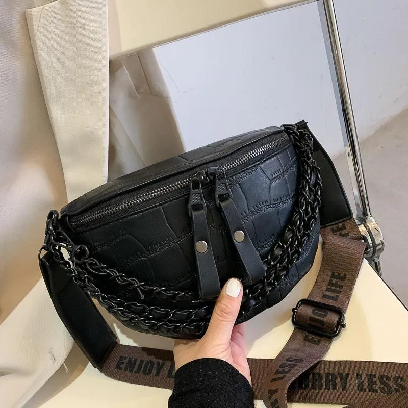 حقائب الخصر المرأة فاني حزمة الفاخرة سميكة سلسلة الكتف crossbody الصدر 2022 أزياء سيدة الجلود حزام حقيبة مصمم العلامة التجارية