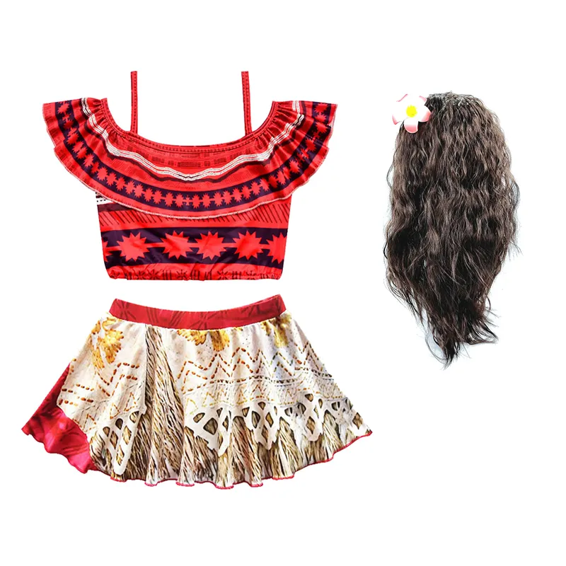 Costume Moana Enfant – Déguisement Princesse Avec Robe, Collier, Bracelet Et Chapeau, Pour Fille 3-11 Ans, Cosplay Disney, Tenue Anniversaire Et Carnaval
