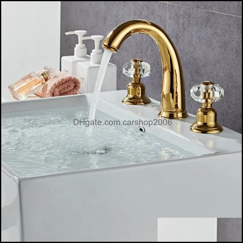 Bathroom Sink Faucets Brushed Gold Retro Short Style And Cold Basin Faucet1