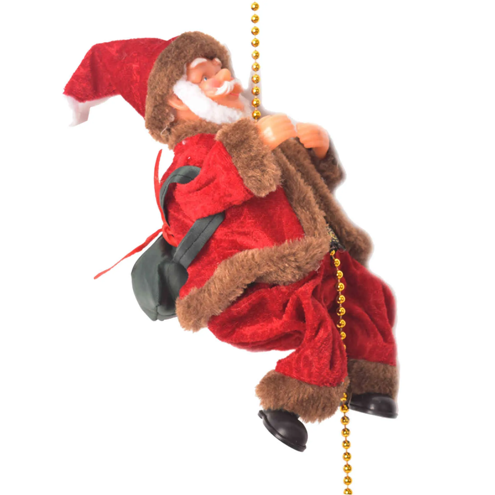 面白い電気アニメーション登山サンタクロース3フィートビーズチェーンミュージカル移動フィギュアクリスマス飾り教育玩具赤ちゃんH1009