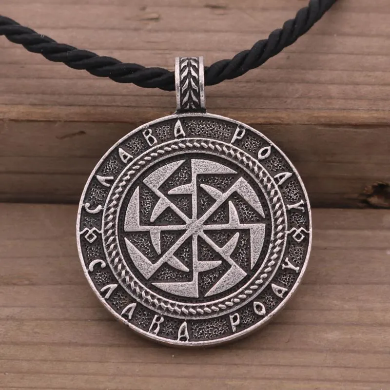 Naszyjniki wisiorek Viking Kolovrat Slawsic Metal Necklace Wheel Rune Pogan Talizman Biżuteria