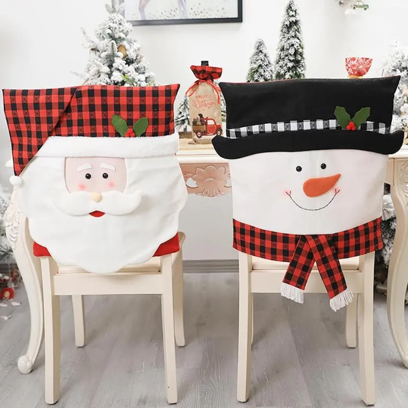 Housses de chaise de Noël Mr et Mrs Santa Claus Christmas Dining Dinner Table Couverture arrière Décoration Cadeau Non-tissé