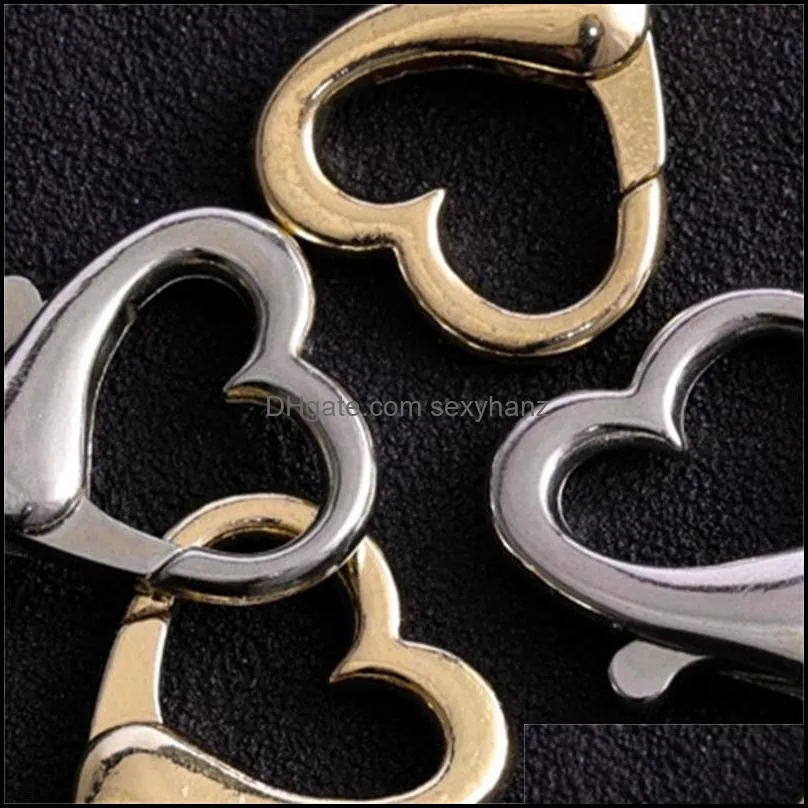 10pcs/lot Alloy Heart Shape Lobster Clasp Key Chain Split Hooks For DIY Jewelry Making Necklace Bracelet Connector Accessory 1182 Q2