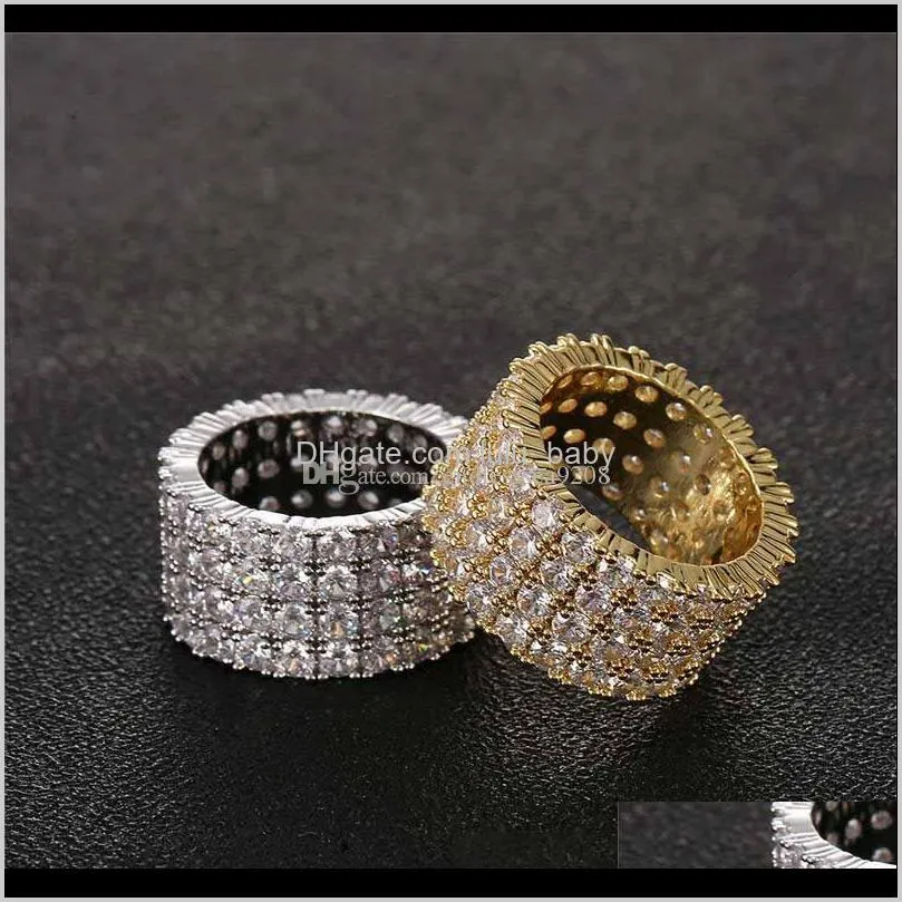 Size 612 Men Women Engagement Wedding Iced Out 4 Rows Cz Gold Silver Love Diamond Luxury Nice Gift 7Uwl2 Band Rgcdz259F