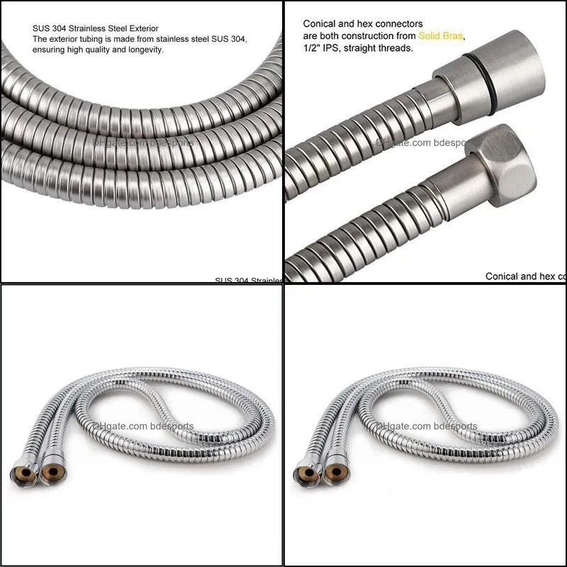 Bath Accessory Set 6.6Ft Shower Head Hose Handheld Extra Long Stainless Steel Bathroom Flexible 2M