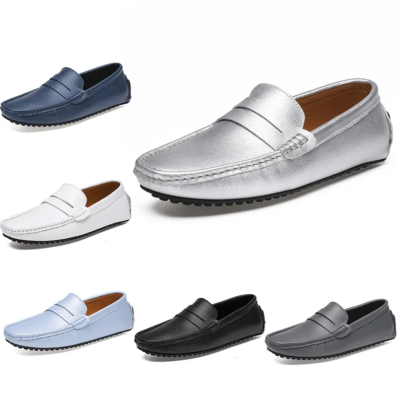 2021 Doudou en cuir Chaussures de conduite décontractées pour hommes Semelle souple Mode Noir Marine Blanc Bleu Argent Jaune Gris Chaussures Tout Match Paresseux Transfrontalier 38-46 soixante-treize