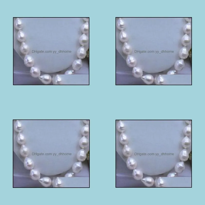 Baroque Beaded Necklace 11-13mm South Sea White Pearl Necklace 18inch 14k Gold Clasp