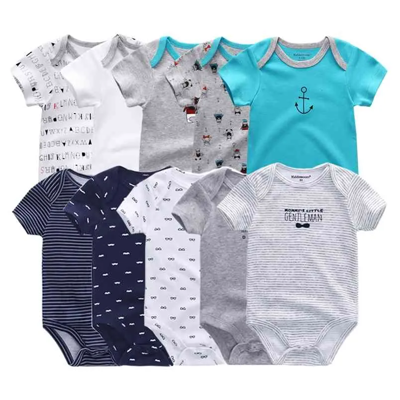 5 pçs / lote nascido 100% algodão unicórnio 0-12m bebê meninos roupas bodysuits meninas vestuário roupas de bebe 210816