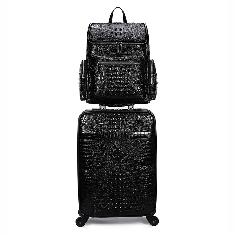 Can Custom Suitcase Carry Rolling Luggage Leather Travel Bags