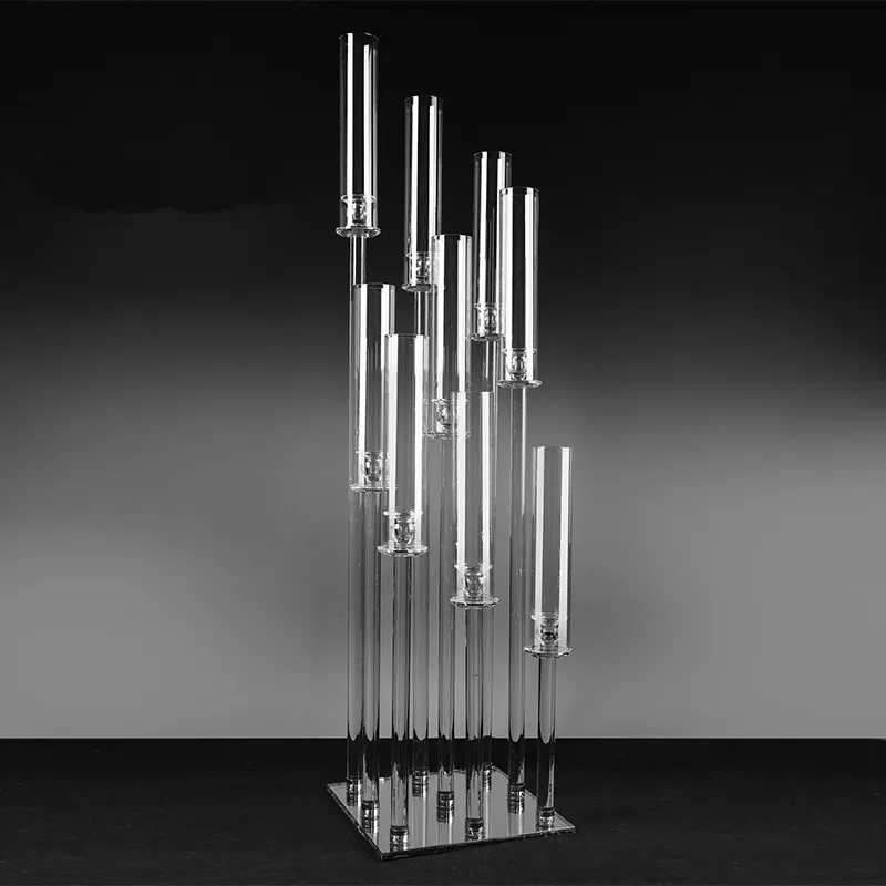 Clear acrylic crystal pillar candle holder tall candelabra centerpieces event party Accessories for wedding senyu631