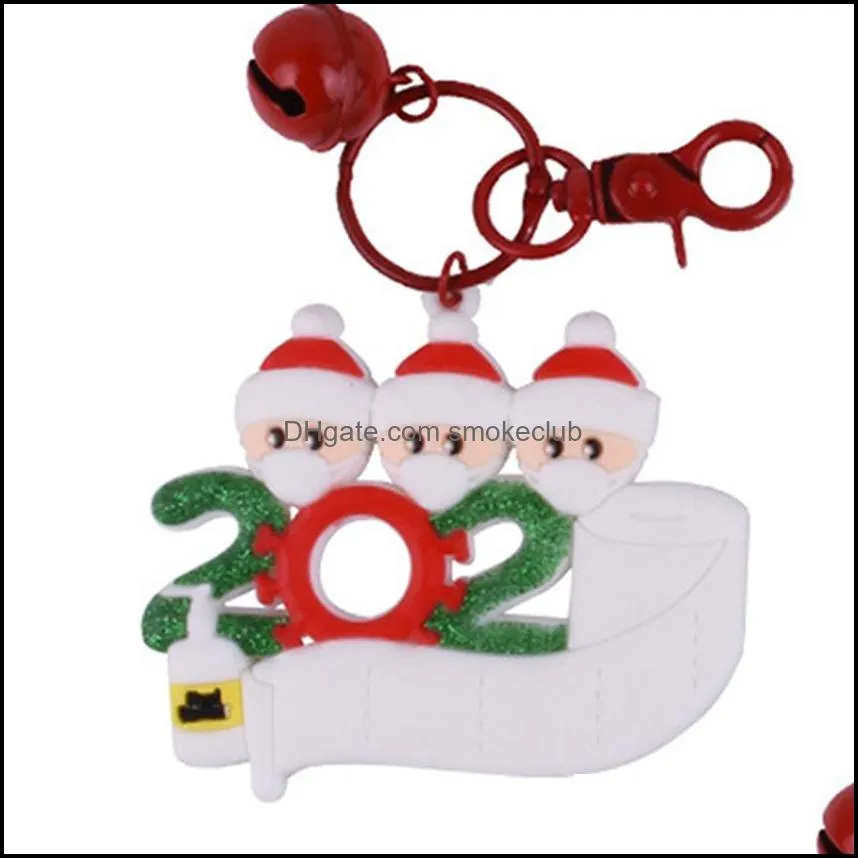 Quarantine Christmas Ornaments with Keychain 2020 DIY Name Blessings Snowman Family Christmas Tree Ornaments Decoration IIA667