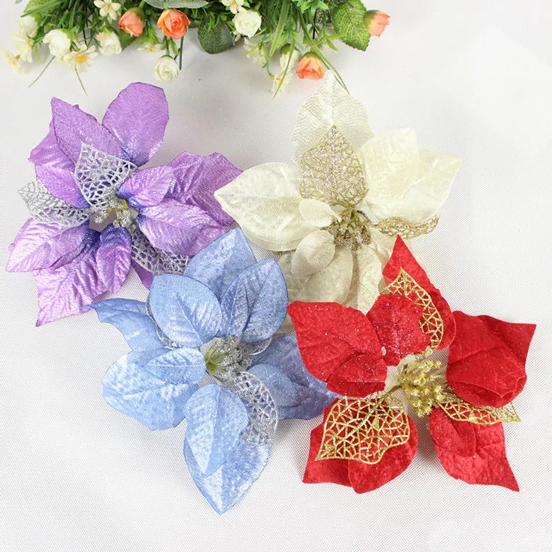 Fleurs de Noël Ornement Boîte cadeau arbre Pendante Décoration Fleur 6 Couleurs 20cm