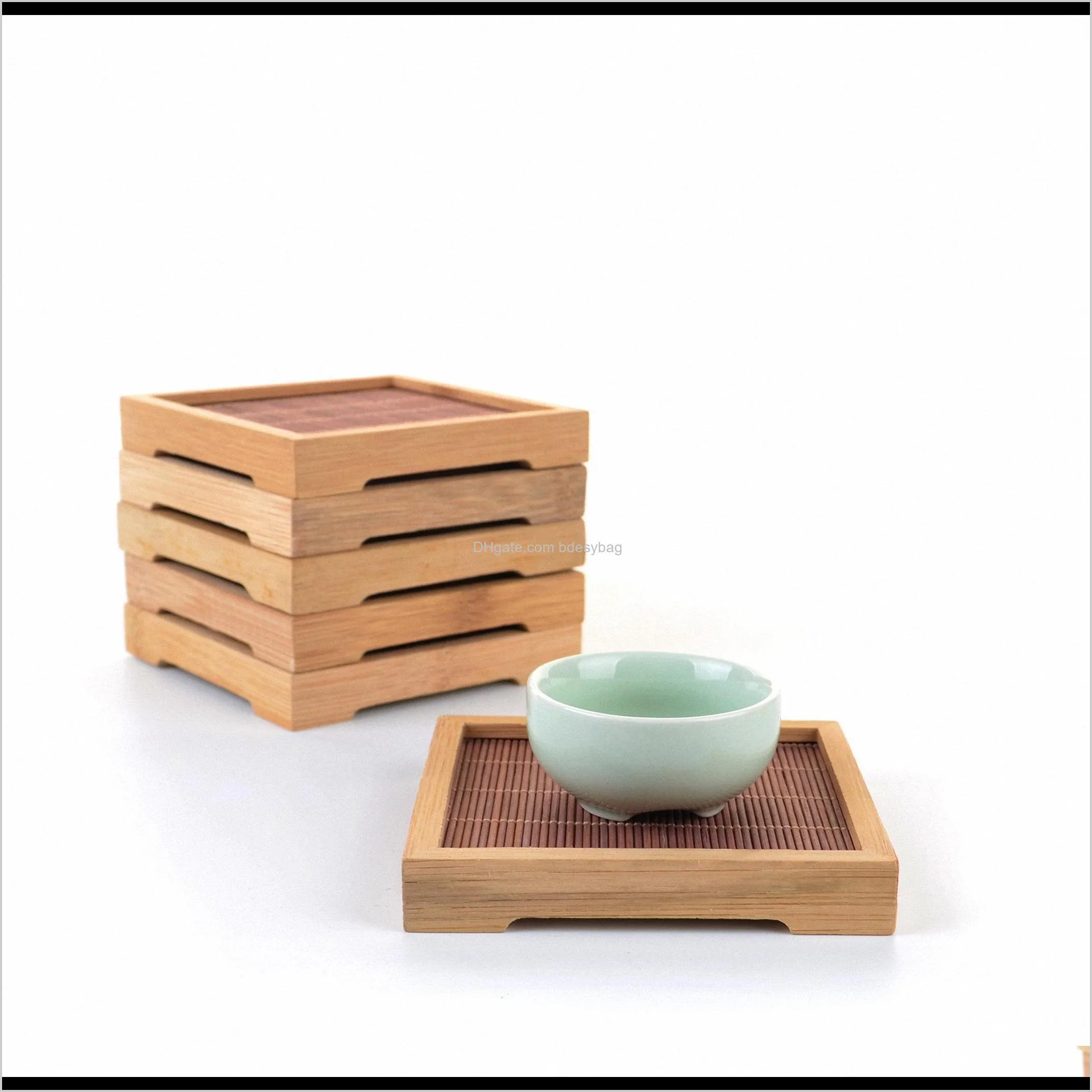 lots natural bamboo square mat hand craft saucer tea cup pad decor serving tray gongfu kung fu tea tray serving table