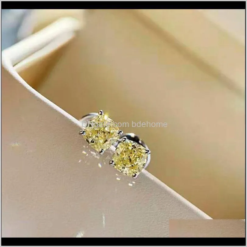 wong rain 925 sterling silver yellow created moissanite gemstone wedding classic flower studs earrings for women fine jewelry