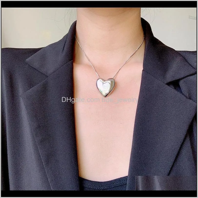 fashion 2021 metal big love heart pendant necklace design trendy cool clavicle for female party gift necklaces