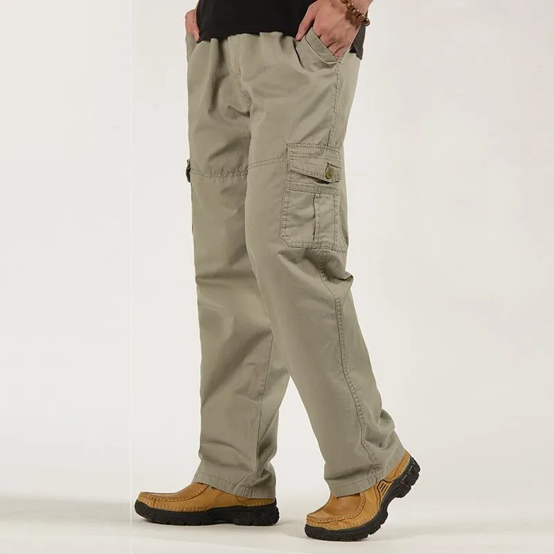 Pantalones para hombres Pantalones de carga para hombres 2021 Spring Summer Cotton Sweetpants Multi-bolsillo Tactical Gran tamaño suelto