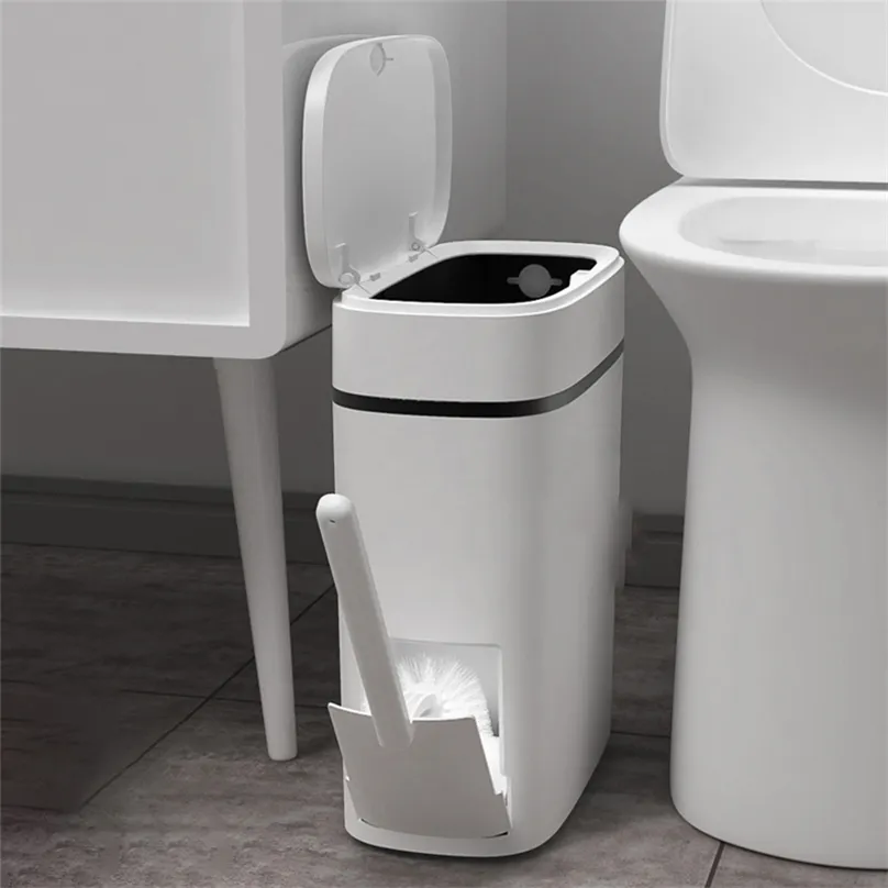 Kitchen Trash Bin Can And Toilet Brush Set Storage Bucket Rubbish For