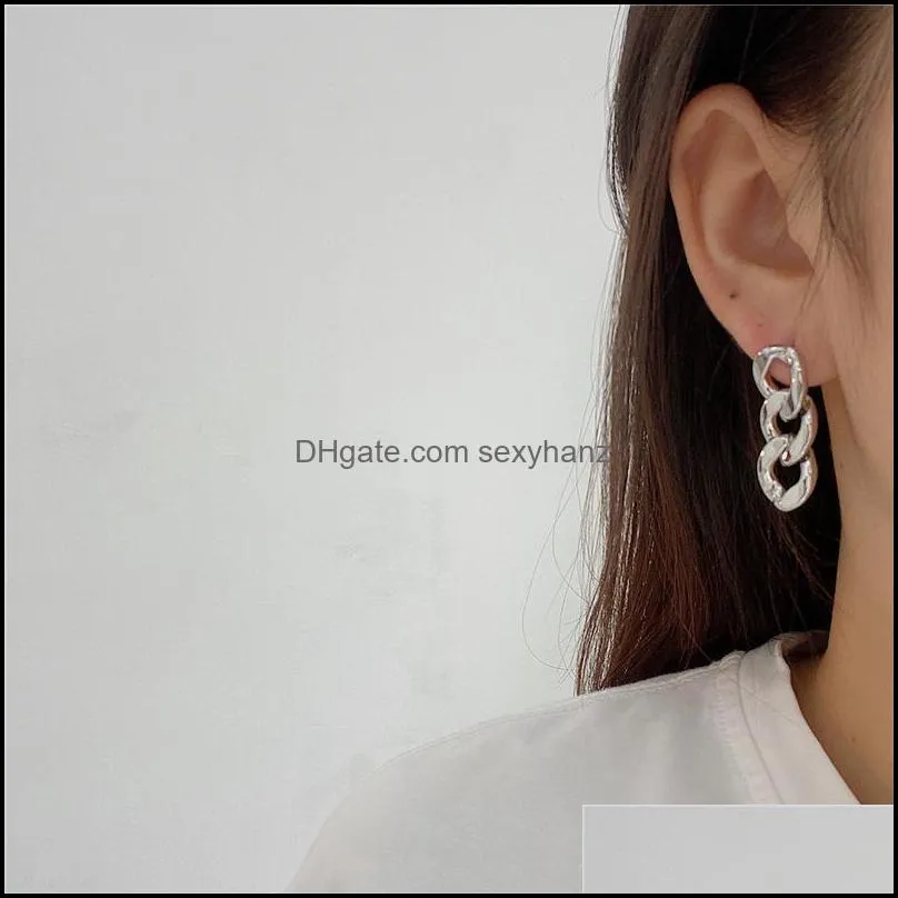 S1912 Hot Fashion Jewelry Vintage S925 Silver Post Geometric Chain Tassel Earrings Dangle Stud Earrings