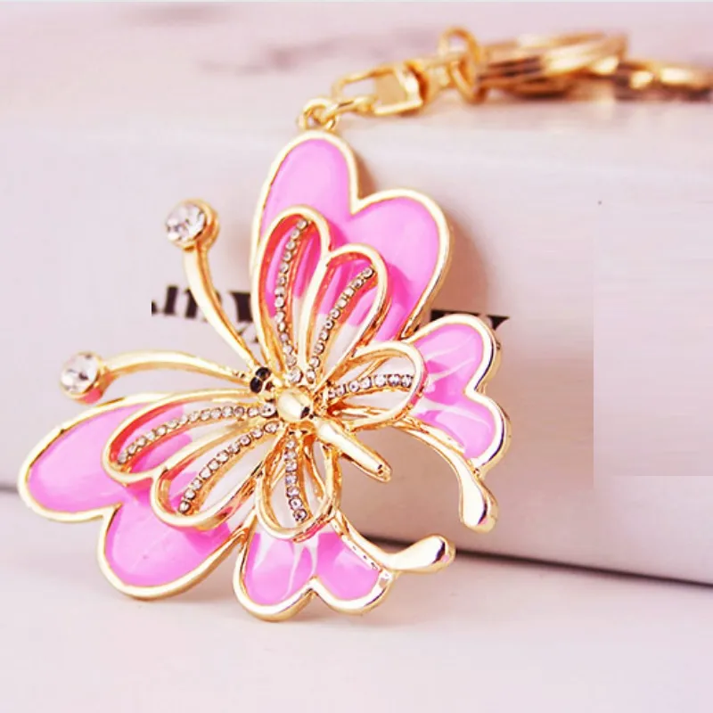 Bling Bling Crystal Keychains Butterfly Pendant Metal Keychain Insects Butterfly Catena portachiavi in ​​metallo Portachiavi Regalo