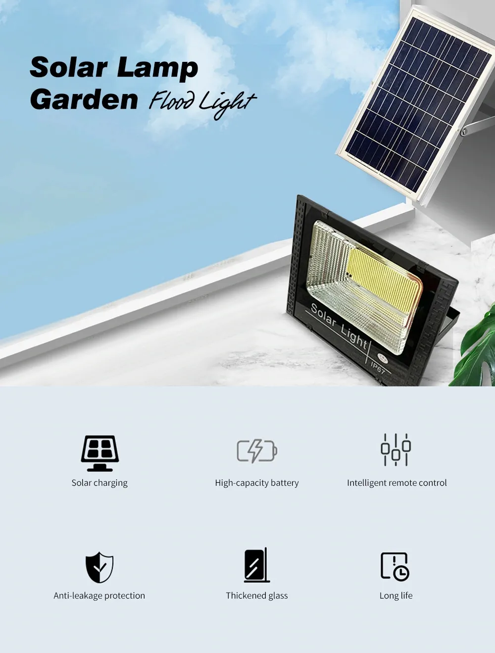 Lampada solare 100LED 30W IP67 Highlight Garden Flood Light Outdoor Lighting Road con telecomando - nero