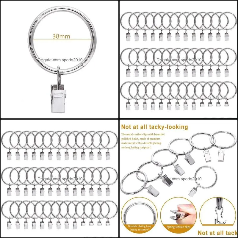 Curtain Ring for Curtains and Poles,Rustproof Drapery Matte Curtain Rings with Clips Drapery Rings